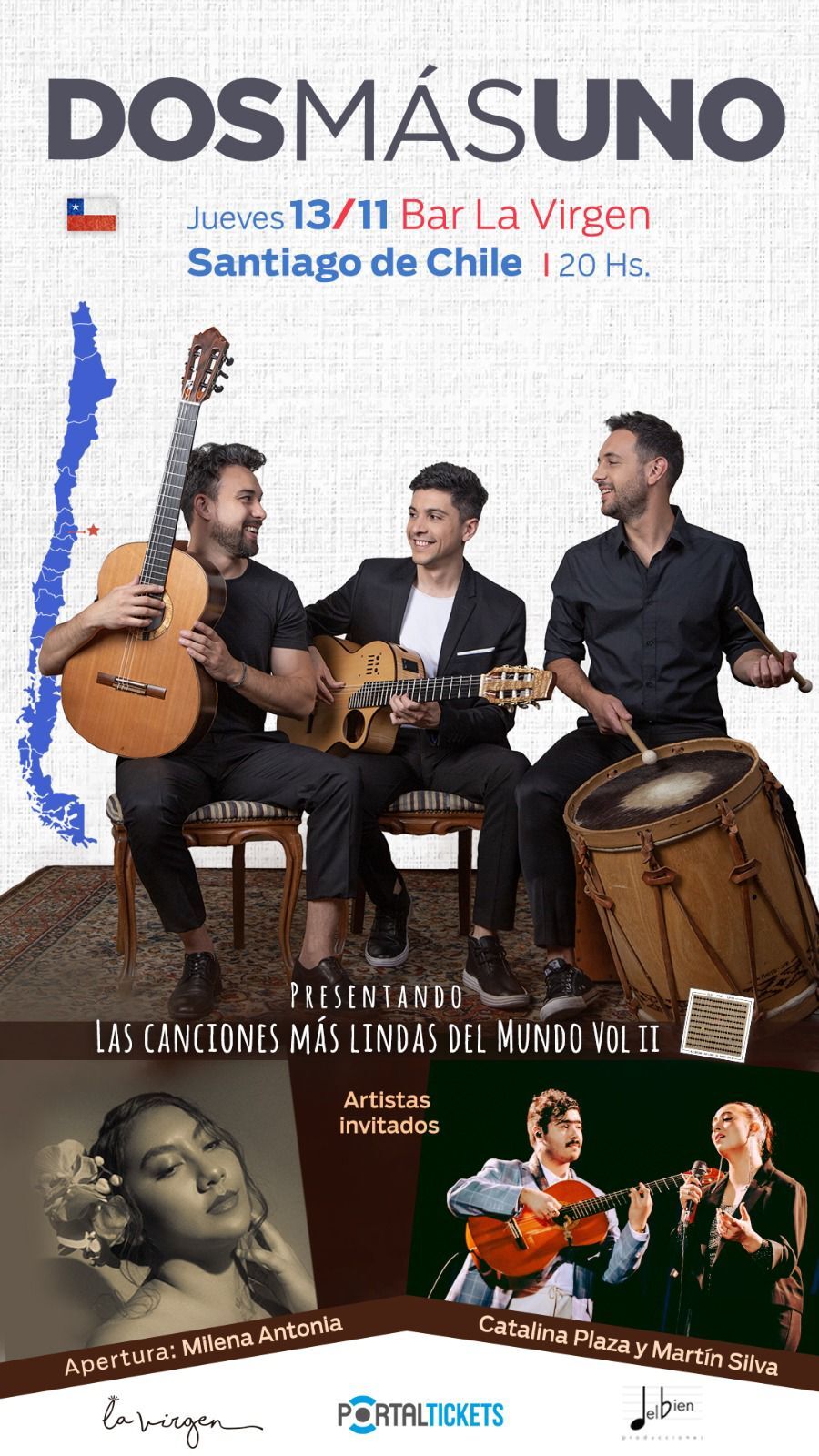 Dos Más Uno vuelve a Chile con Las Canciones más lindas del Mundo, Vol. 2